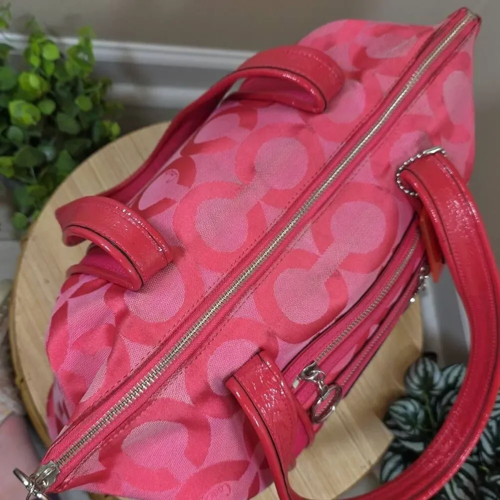 Coach Hot Pink Op Art C Signature Tote Bag and Wallet